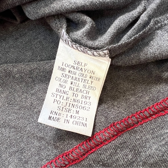 Kori America Long Sleeve Grey Top w/ Patterned Sleeves - Picture 11 of 11